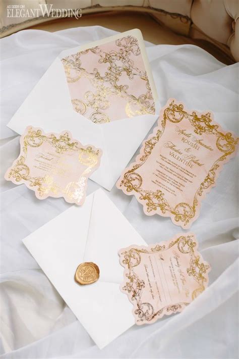 Pink And Gold Invitations Vintage Wedding Invitations Elegant Wedding