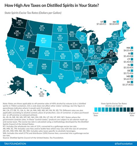 Map Of State Spirits Excise Tax Rates In 2015 Tax Foundation