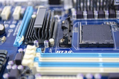 Blue Computer Motherboard Close Up Electronic Stock Photo Image Of