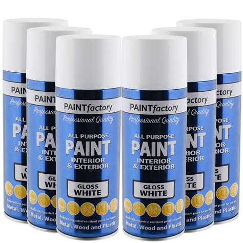 All Purpose White Gloss Spray Paint Ml Aerosol Dry Metal Interior