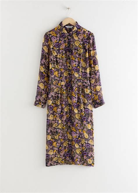 and other stories floral utility midi shirt dress dresscodes