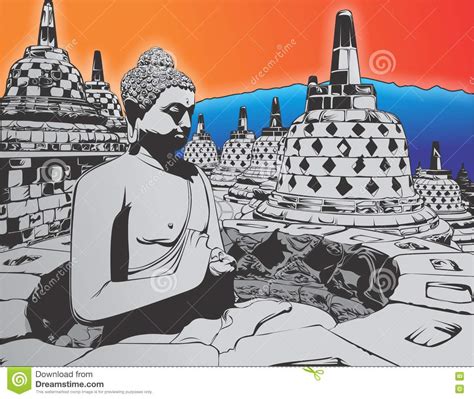 Three Stupa Inspired By Borobudur Temple Cartoon Vector Cartoondealer
