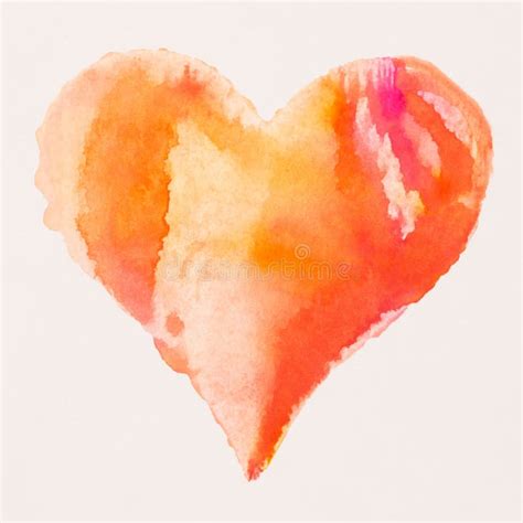 Watercolor Painted Pink Heart On The White Watercolor Paper Stock