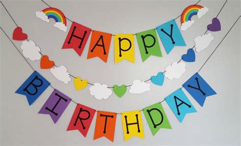 Rainbow Birthday Banner By Simplybannerlicious On Etsy Etsy