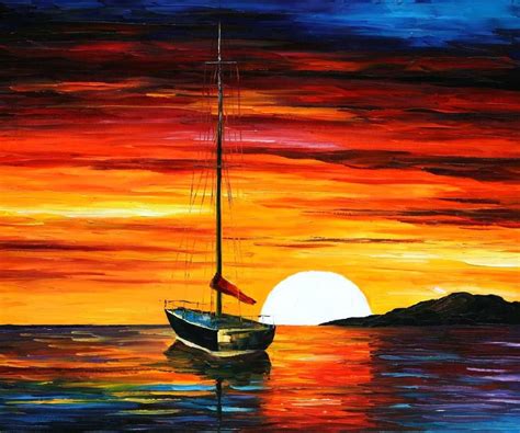 Sunset Paintings By Famous Artists Sunset By The Hill — Palette Knife