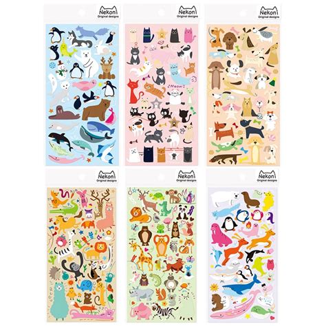 Buy 6 Pcslot Cute Animals Sticker Nekoni