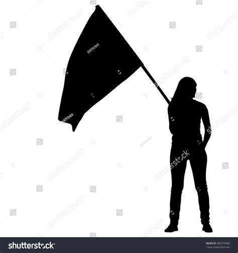 Black Silhouettes Woman Flags On White Vector De Stock Libre De