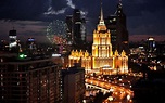 Wallpaper Russia, Moscow, city night, lights, buildings, road 1920x1200 ...