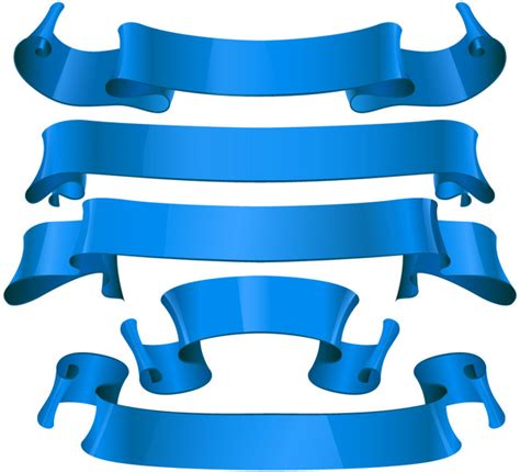 Sets Of Blue Ribbon Banners For Promotion Vectors Graphic Art Designs