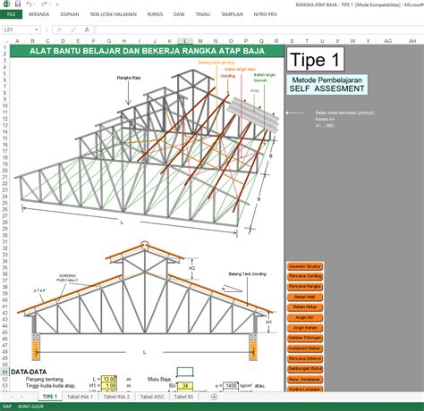 Download Spreadsheet Excel Perhitungan Struktur Rangka Atap