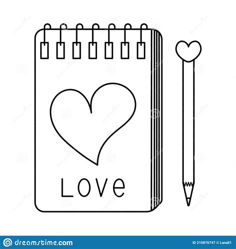 Notepad And A Simple Pencil For Love Notes Sketch On The Cover There