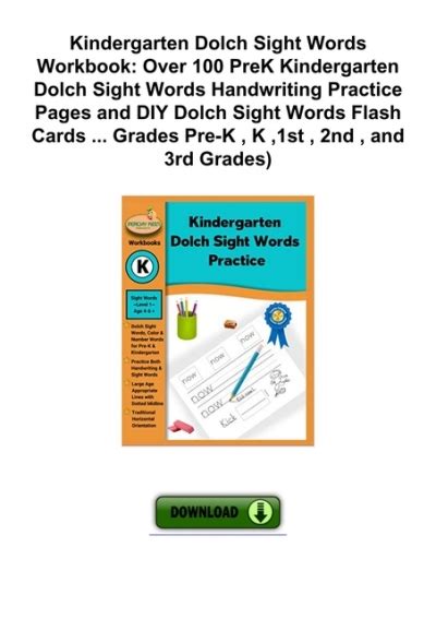 Kindergarten Dolch Sight Words Workbook Over 100 Prek Kindergarten