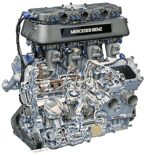Mercedes Penske Engine Cutaway Drawing In High Quality