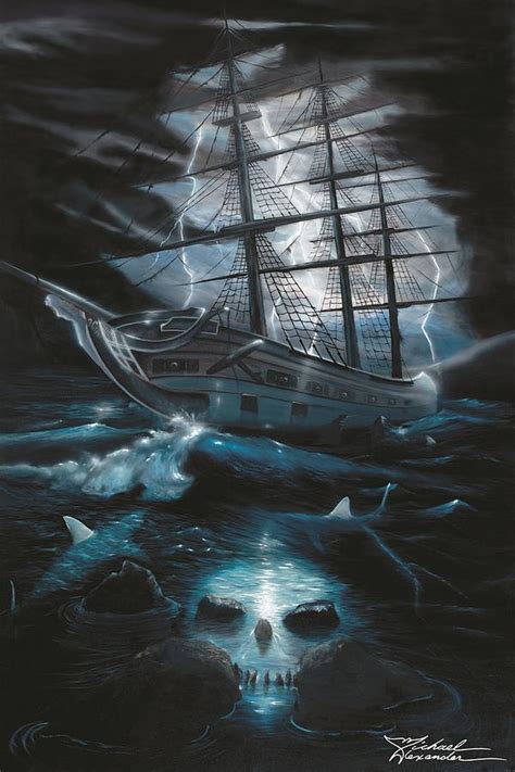 Pirate ghost ship cartoon premium vector. Ghost ship Painting by Michael Alexander