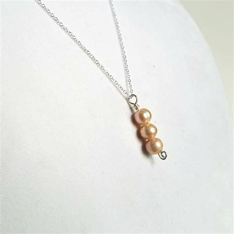 Blush Peach Freshwater Pearl Necklace Romantic Real Pearl Pendant