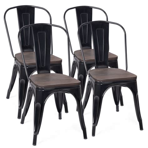 Sold as a set of four, this set of metal chairs is perfect for cafes as well as bistros. Costway Set of 4 Dining Side Chair Stackable Bistro Metal ...