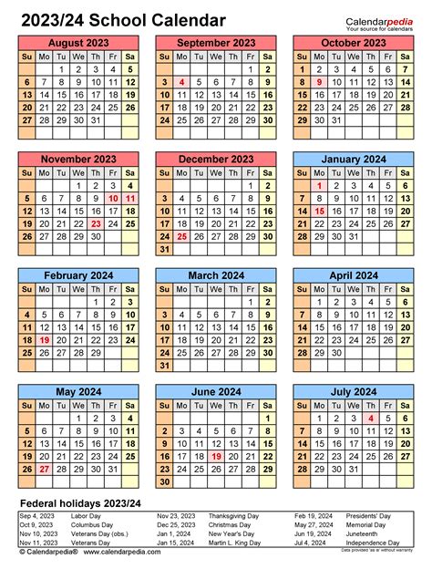 School Calendars 20232024 Free Printable Pdf Templates