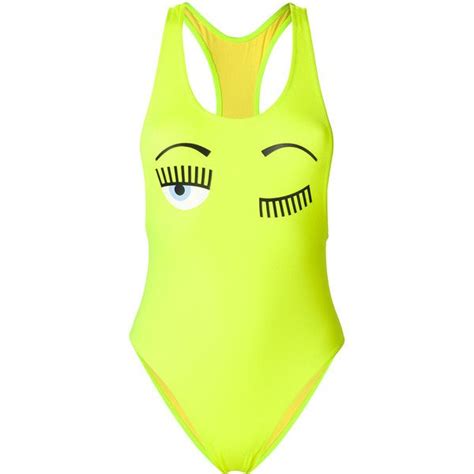 Chiara Ferragni Eyes Fluo Swimsuit 170 Liked On Polyvore Featuring