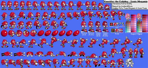 Knuckles The Echidna Sonic Megamix Sprite Sheet By Asuharamoon On