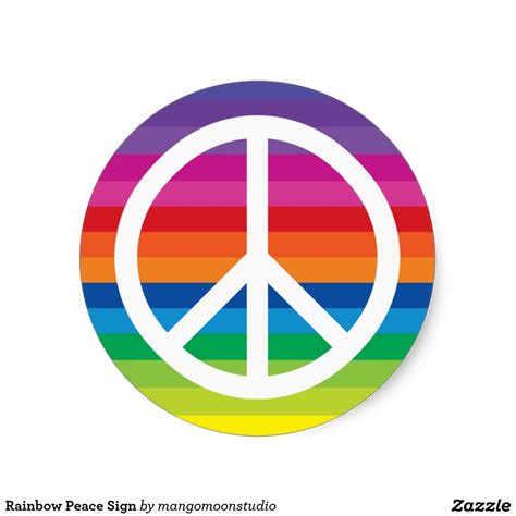 Rainbow Peace Sign Classic Round Sticker Zazzle Rainbow Peace