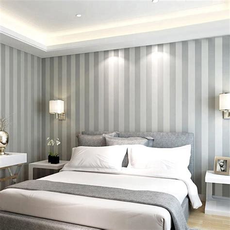 Color our wallpaper pictures are took under white cold lighting if your room lighting is other color tone, the wallpaper may look different attention wrinkle may happened during transit, but this do not affect the wallpaper on wall. Grey Wide Stripe Wallpaper Modern Pvc Vinyl Home Decor For Wallcovering Tv Bedroom Living Room ...