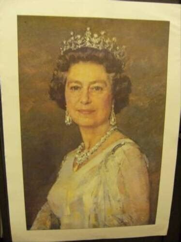 Queen Elizabeth Ii Coloured Print Ebay