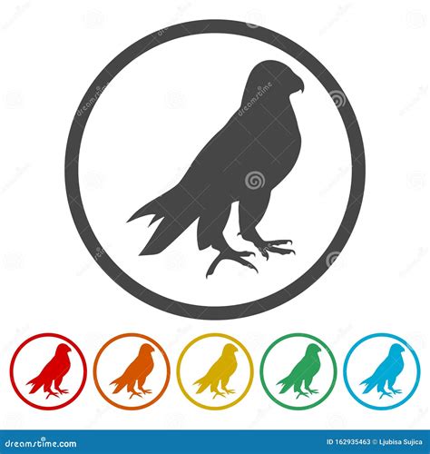 Falcon Bird Icons Set Stock Vector Illustration Of Falcon 162935463
