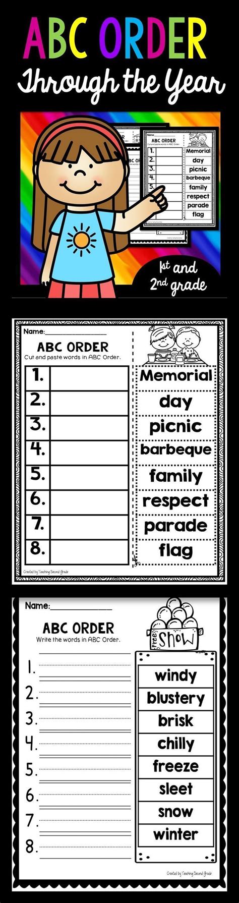 Free printable abc order for second graders / abraham lincoln, reading street, 2nd grade, unit 2, week 2. Abc Order Practice | 2nd grade classroom, Daily math, 1st grade math