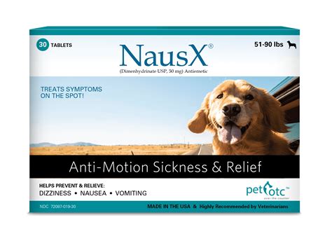 Pet Otc Nausx Anti Motion Sickness Treatment For Dogs 51 90 Lbs Nsxl