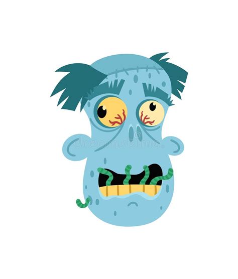 Angry Zombie Man Head Avatar In Cartoon Style Stock Illustration