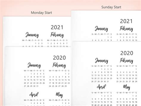 A5 Printable Calendar 2021 Template Business Format