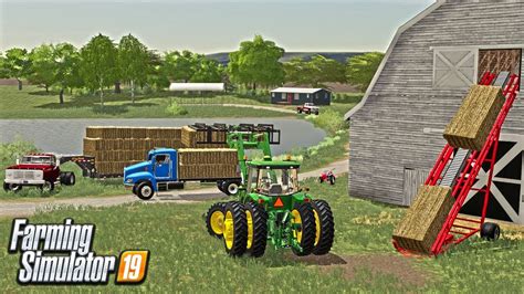 Picking Up Bales And Stacking In Hay Loft Roleplay Farming Simulator 19