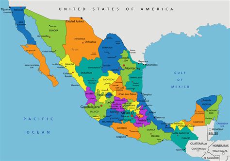 Printable Map Of Mexico States