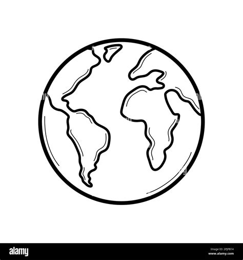 Earth Planet Doodle Icon Of Globe Hand Drawn Sketch Style Isolated