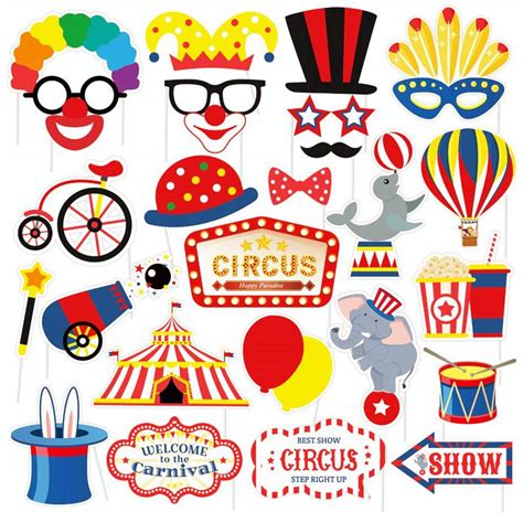 Buy Jevenis 27 Pcs Circus Birthday Photo Booth Props Circus Photo Booth