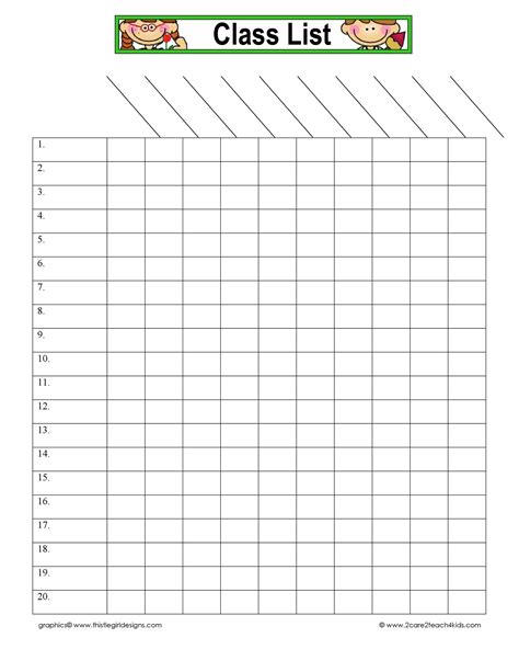 Free Printable Class Roster Sheets Printable Templates
