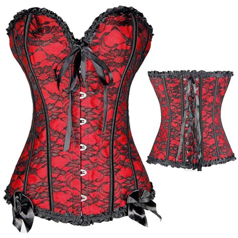 X Sexy Steampunk Gothic Plus Size Corsets Lace Up Boned Overbust Bustier Waist Cincher Body