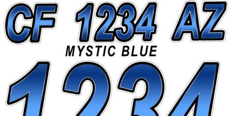 Mystic Blue Custom Boat Registration Number Decals Vinyl Lettering