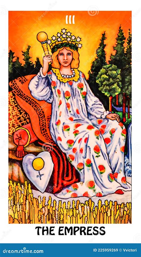 The Empress Major Arcana Tarot Card With Lily And Magic Seal Royalty Free Illustration