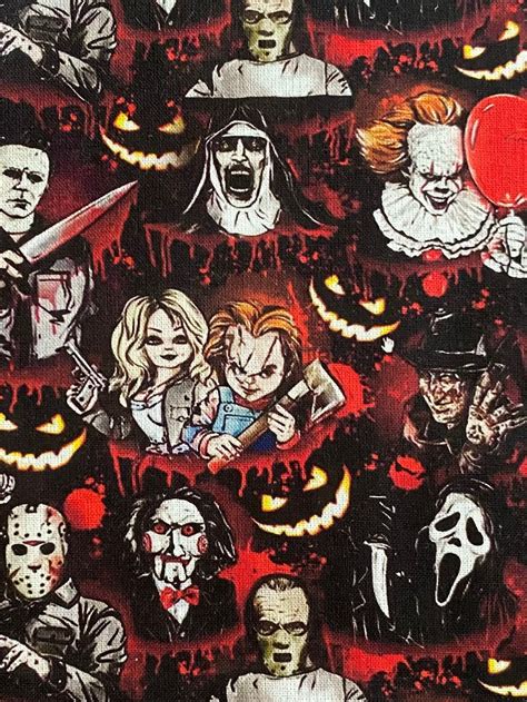 Horror Film Halloween Fabric Cotton Fabric By The Yard It Etsy