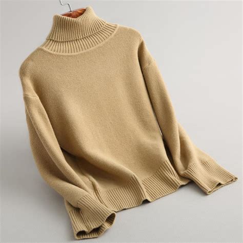 new autumn winter women knitted sweaters pullovers turtleneck long sleeve solid color loose