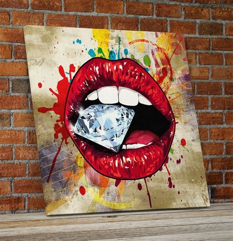 Lips Wall Art Red Hot Lips Crazy Diamond Lips Wall Canvas Art Etsy Pop Art Decor Pop Art