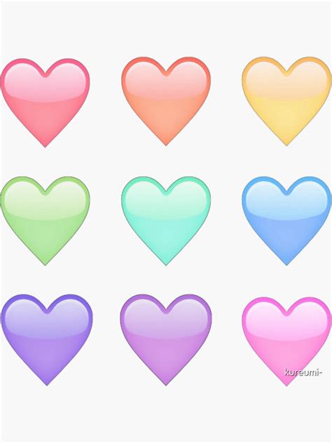 Pastel Rainbow Heart Emojis Sticker For Sale By Kureumi Redbubble