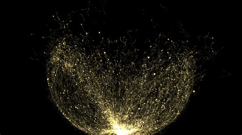 Abstract Gold Particles Glitter Dust Explosion On Dark Backgroun Stock