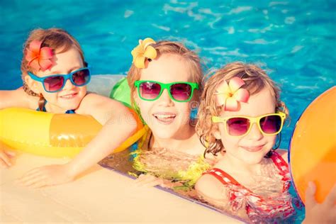 Happy Children In The Swimming Pool Stock Image Image Of Play Beach