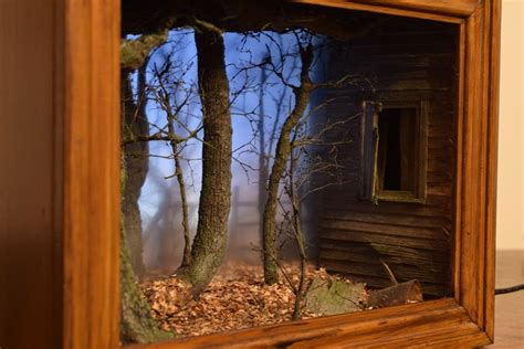 Model Maker Recreates Eerie Scenes In Miniature Within Shadow Boxes