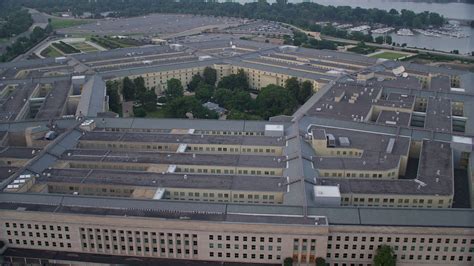 5k Stock Footage Aerial Video Approaching The Pentagon Center Courtyard