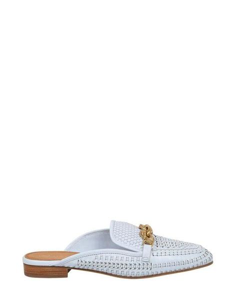 Tory Burch Leather Jessa Woven Pointed Toe Mules In Blue Lyst