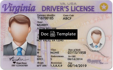 Virginia Driver License Template Psd Psd Templates