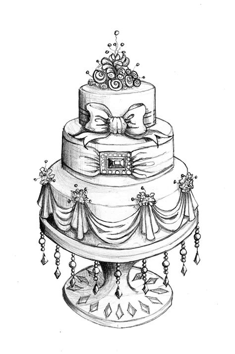 Wedding Cake Black And White Drawing At Explore
